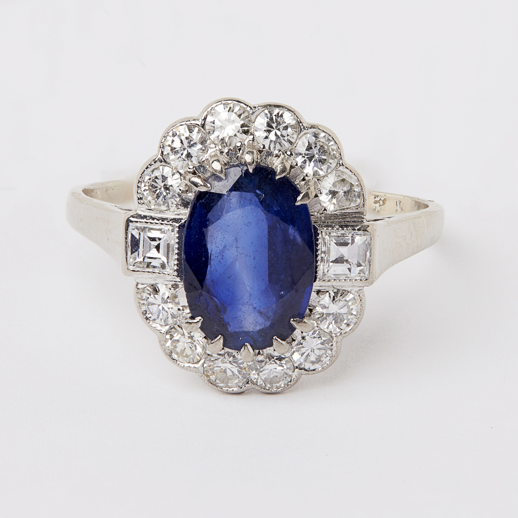 A sapphire and diamond cluster ring