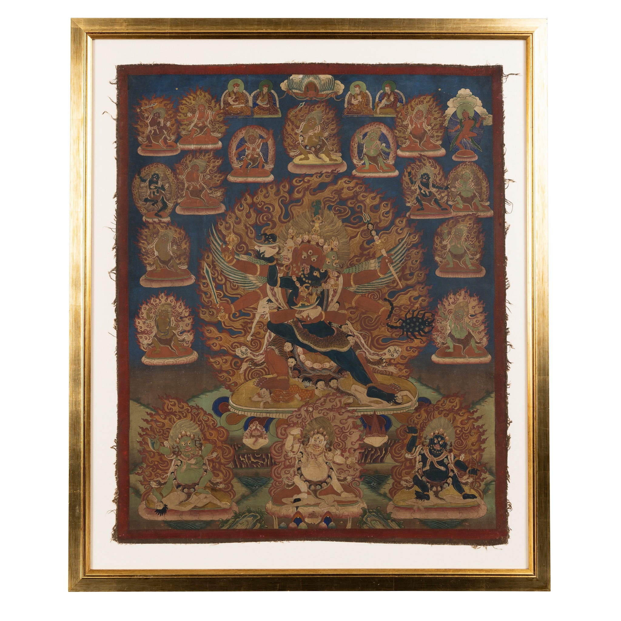 THANGKA DEPICTING GURU DRAGPO WITH CONSORT