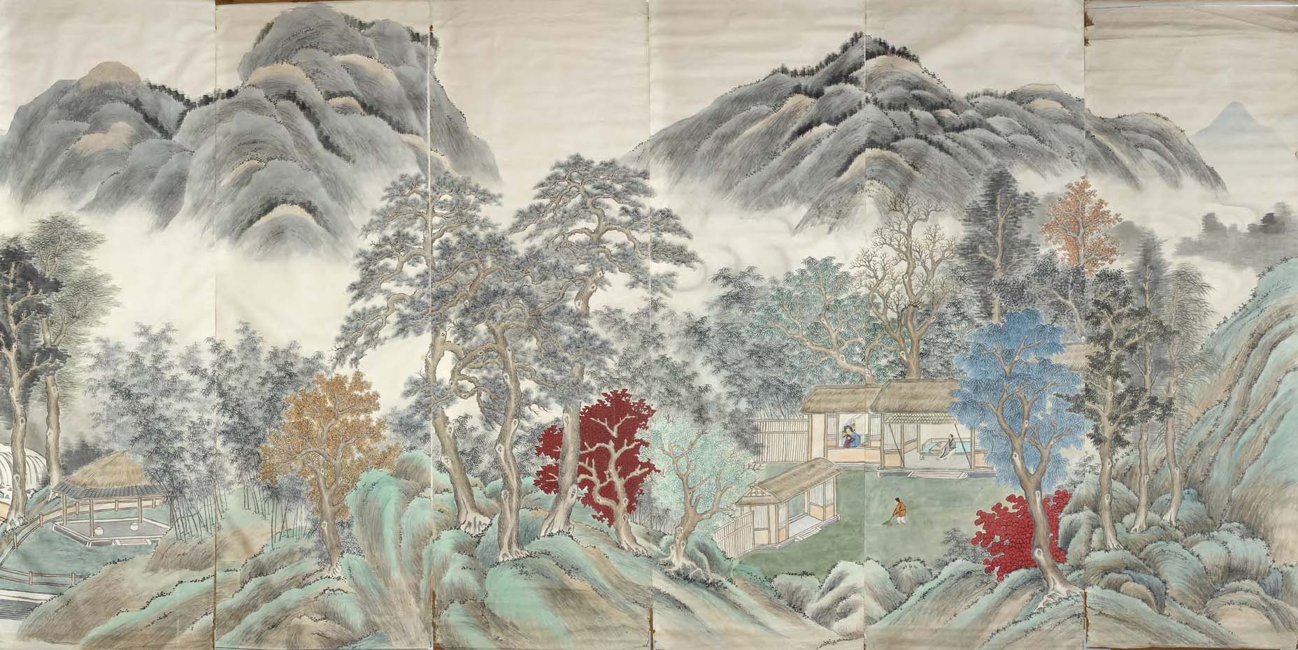 A suite of seventeen rolls of 19th century Chinese wallpaper