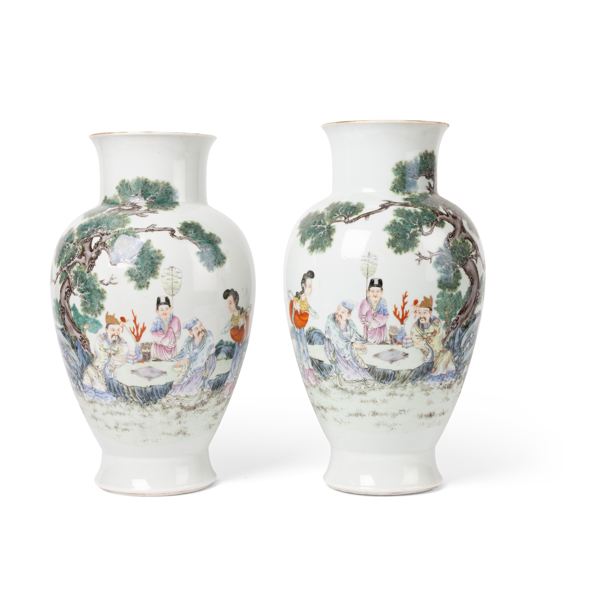 NEAR PAIR OF FAMILLE ROSE VASES