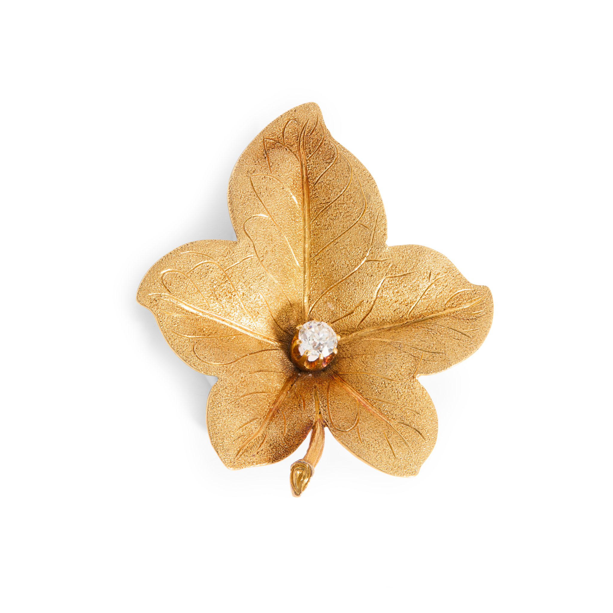 A diamond leaf brooch