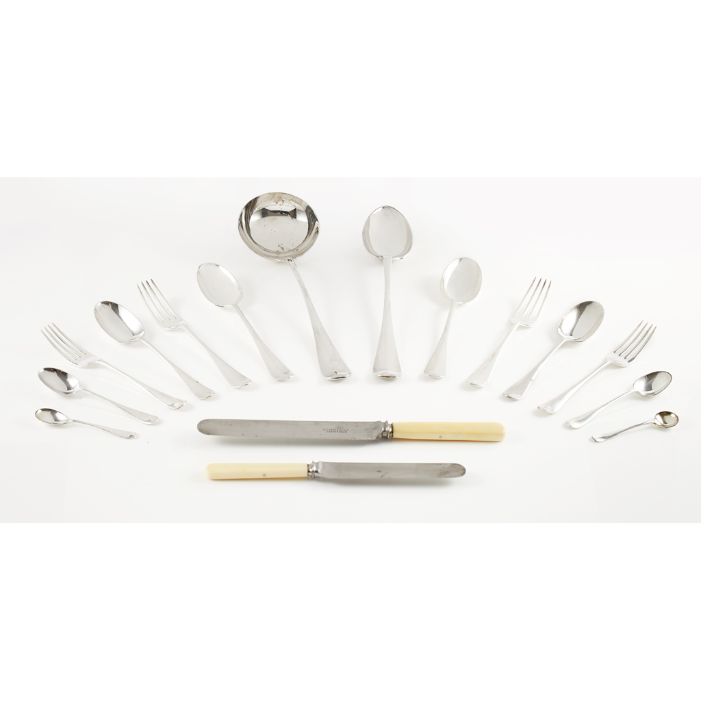 A Hanoverian rat tail three tier cased canteen