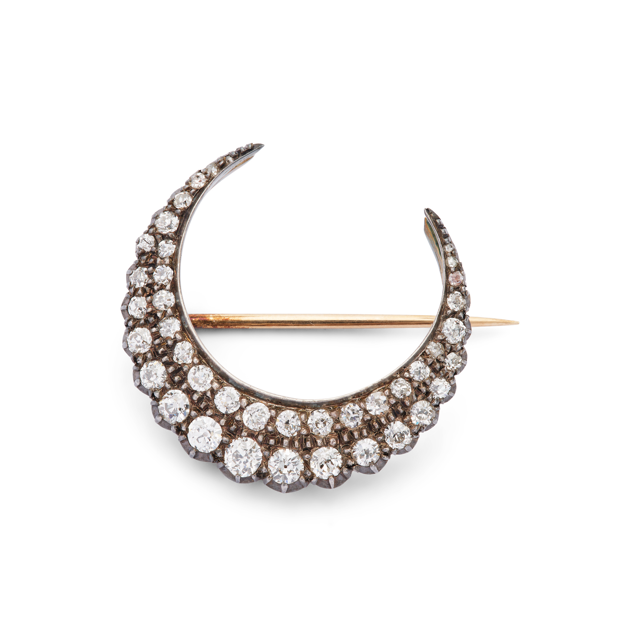 A late 19th century diamond crescent brooch, circa 1890