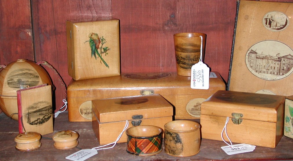 A collection of Mauchline boxes