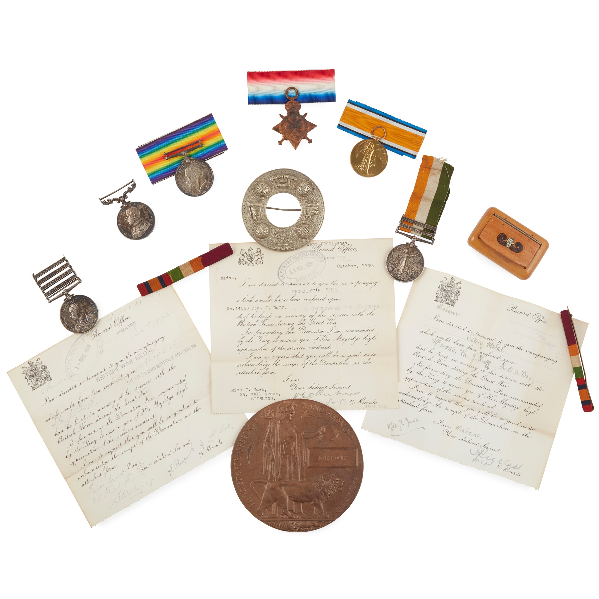 A BOER WAR AND LATER GROUP OF MEDALS