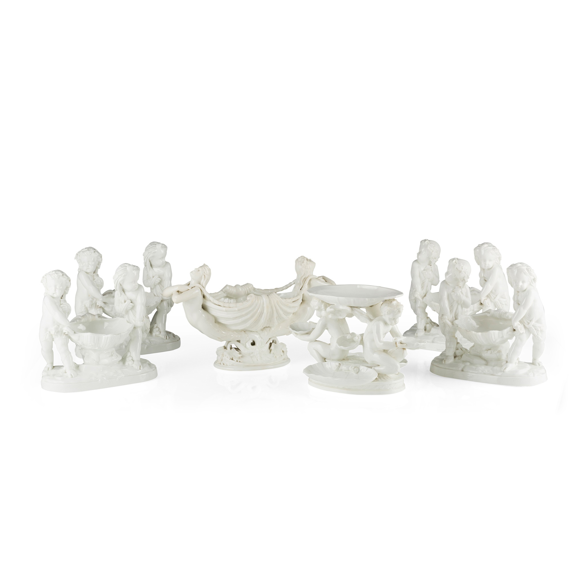 GROUP OF MINTON BLANC-DE-CHINE TABLE PIECES