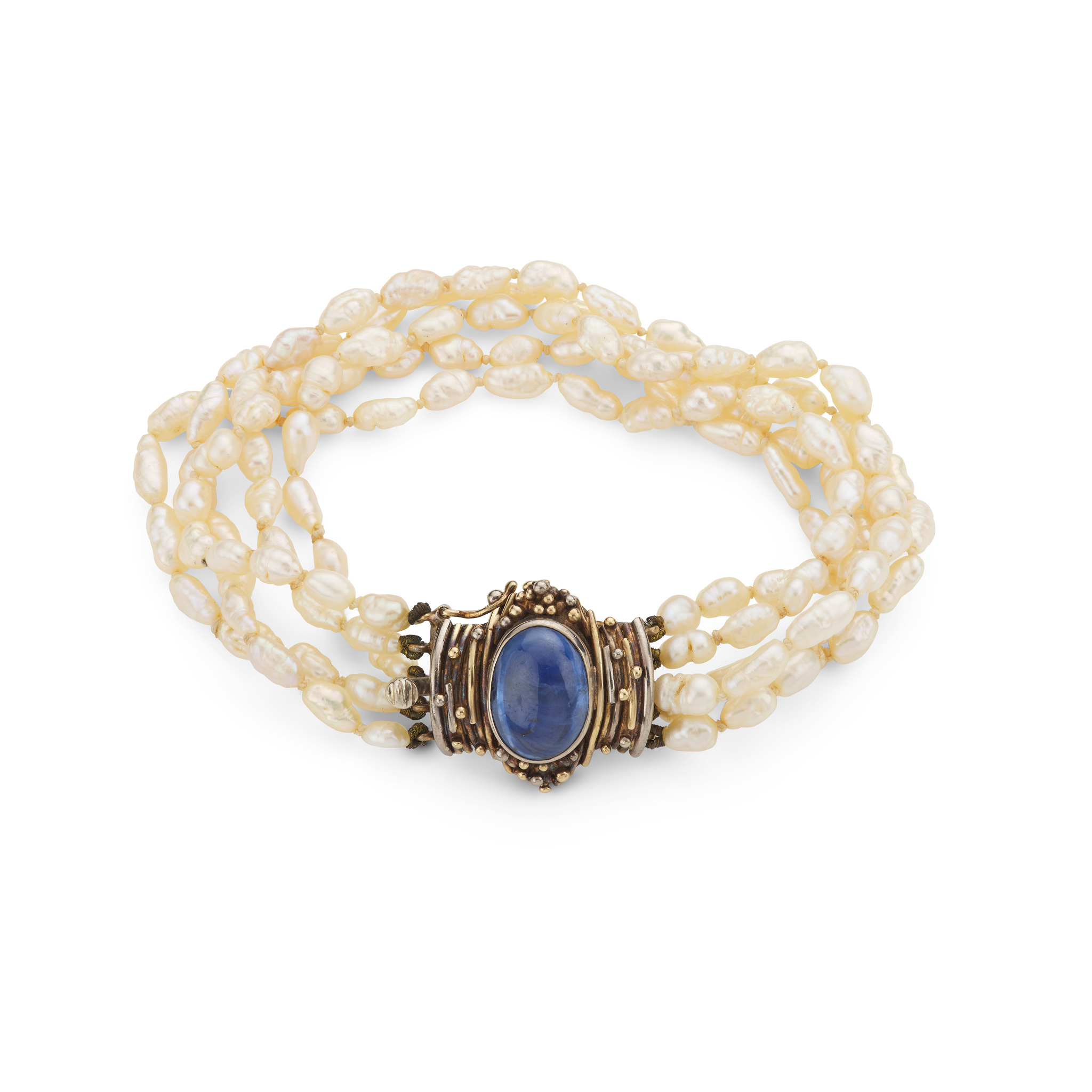 Charles de Temple (Attributed): A pearl and sapphire bracelet