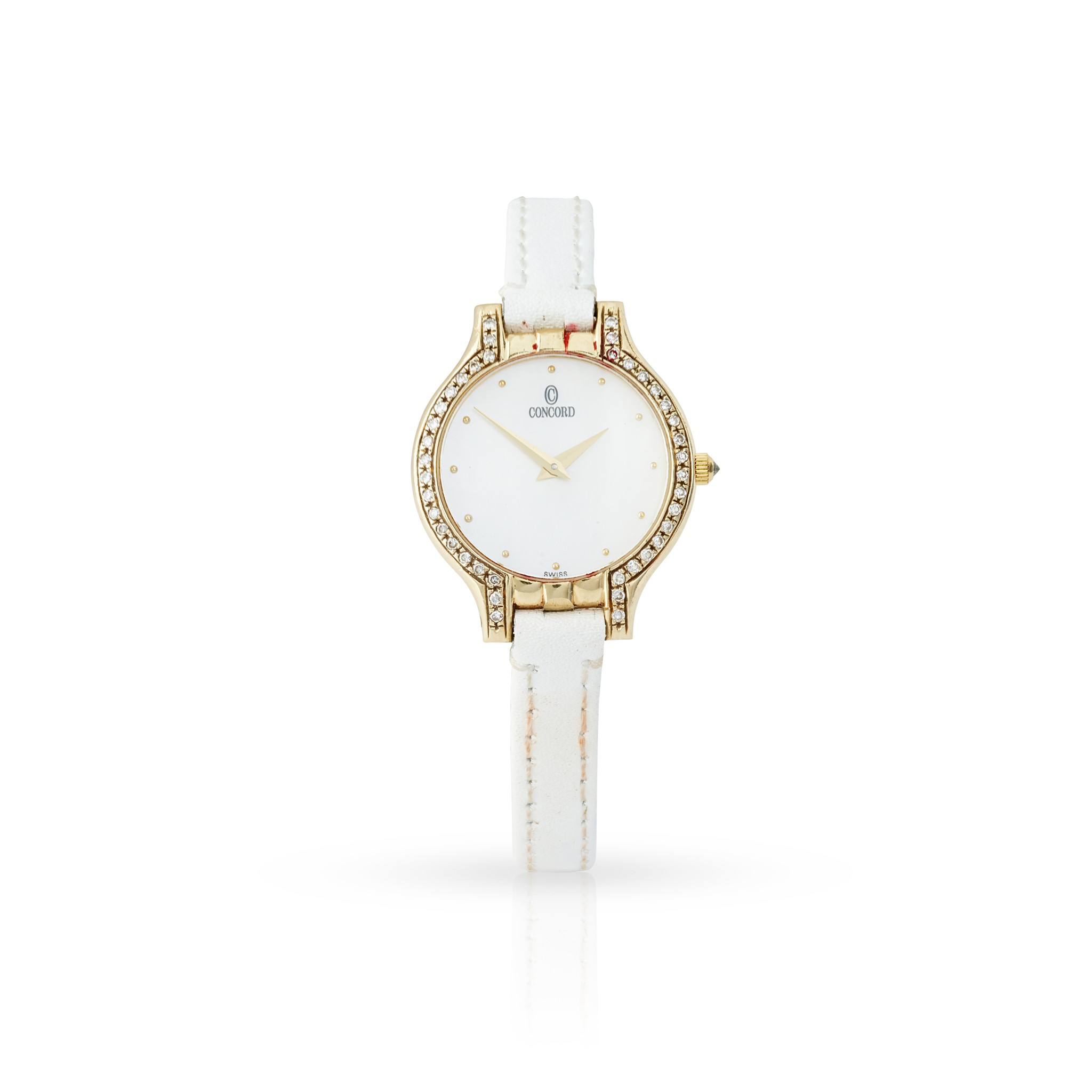 Concord. A Ladies 14k gold and diamond quartz wristwatch