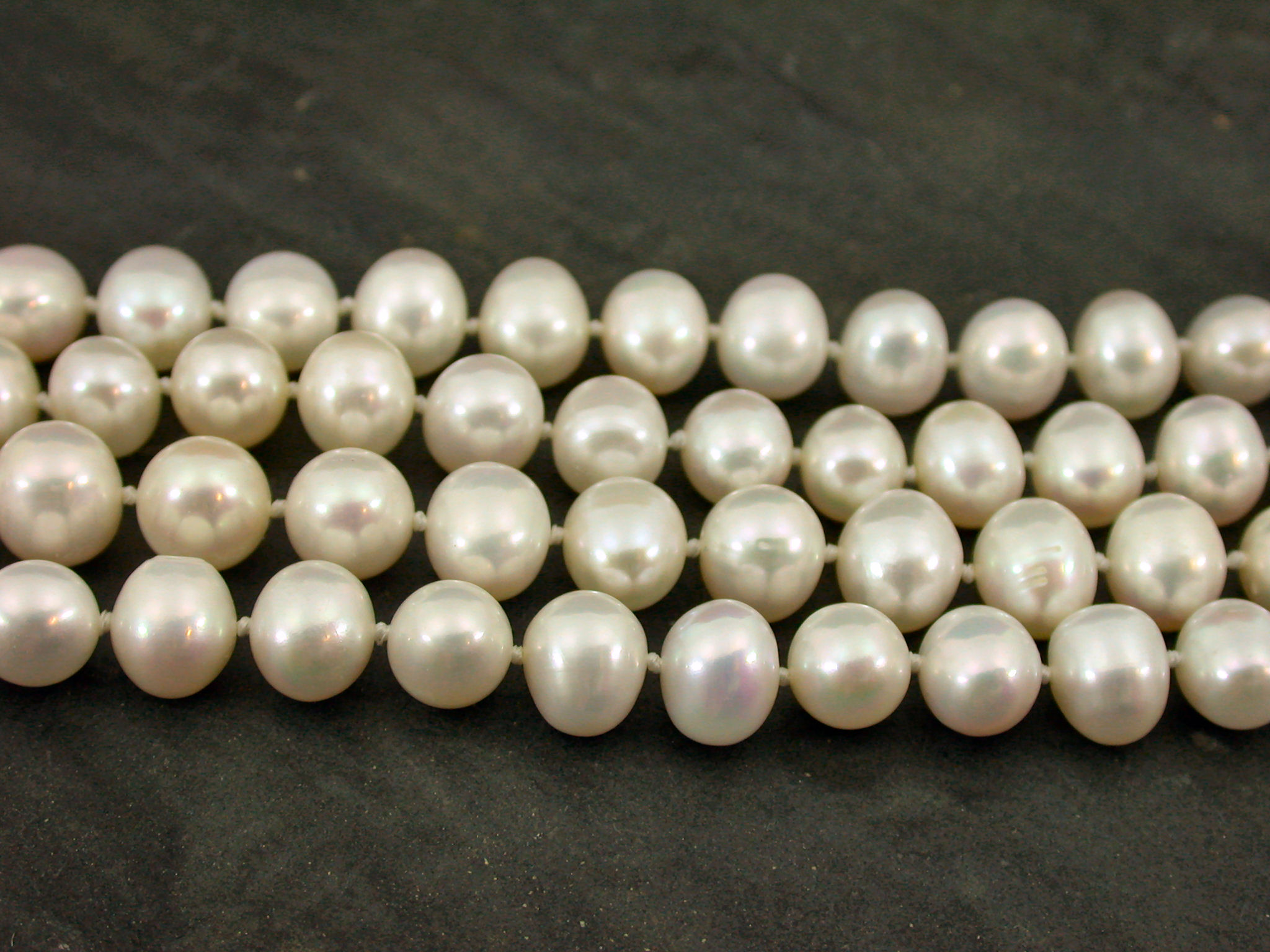 A rope length freshwater cultured pearl necklace,