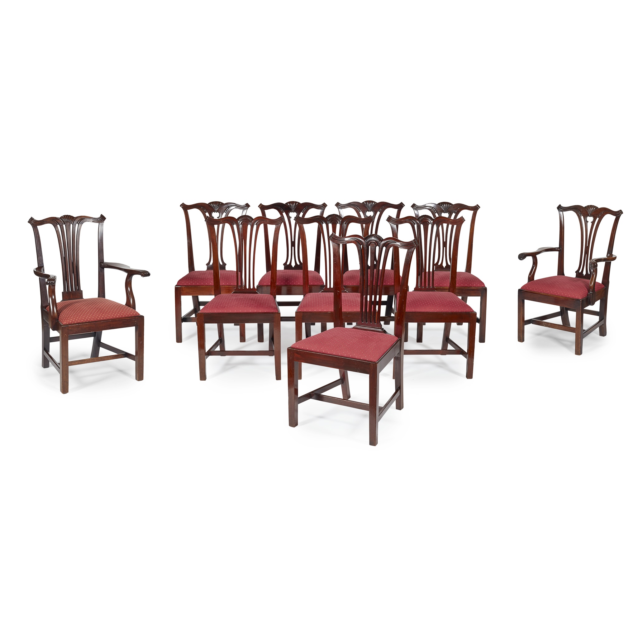 MATCHED SET OF TEN GEORGIAN STYLE DINING CHAIRS