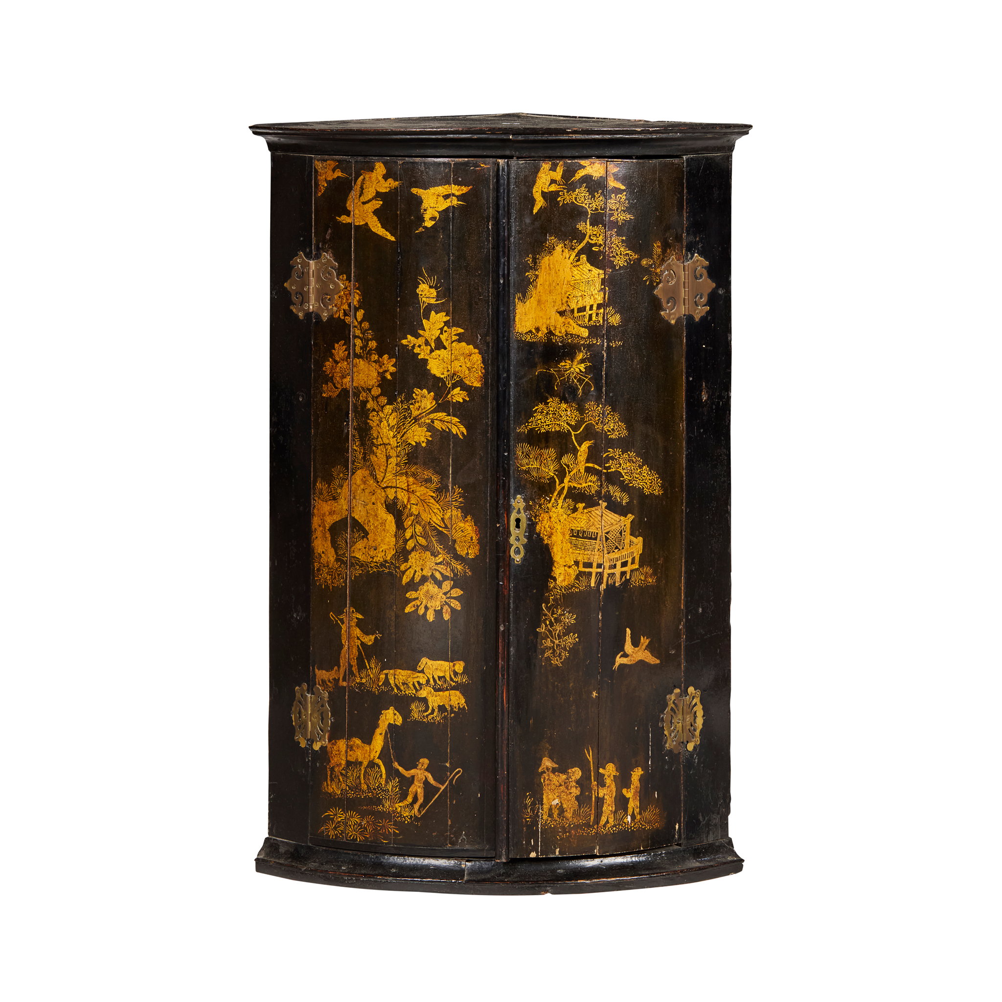 GEORGE II JAPANNED HANGING CORNER CUPBOARD