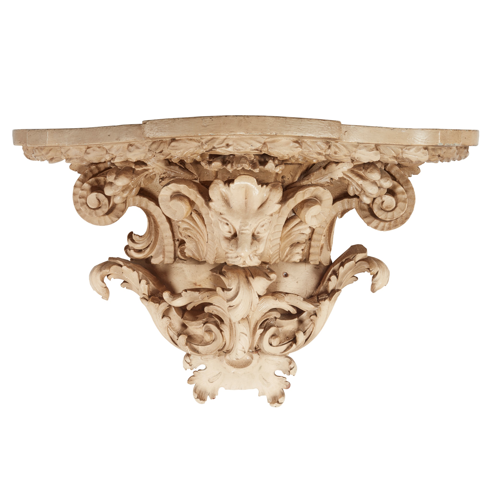 CONTINENTAL CARVED AND PAINTED LIMEWOOD WALL BRACKET