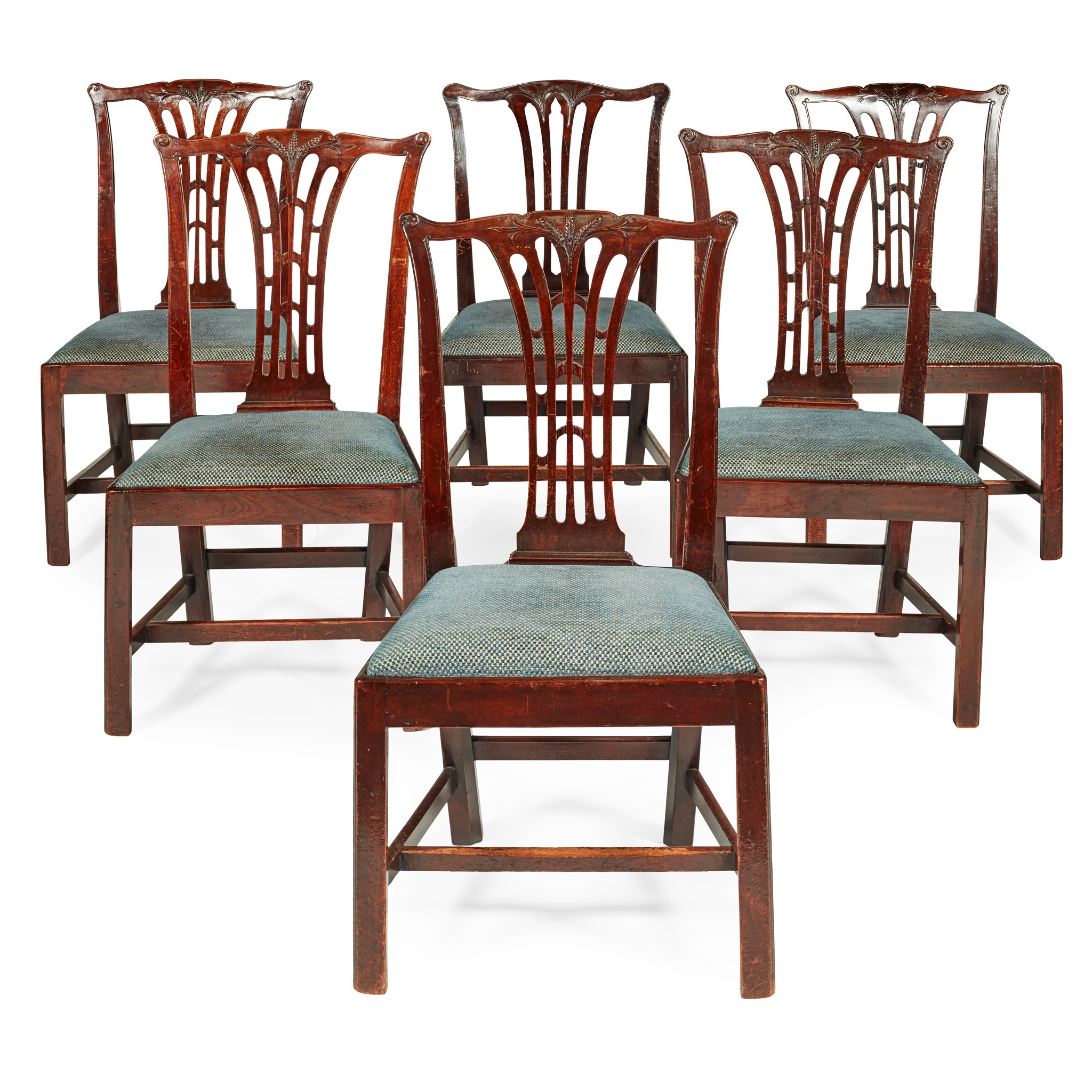 MATCHED SET OF EIGHT GEORGE III MAHOGANY DINING CHAIRS