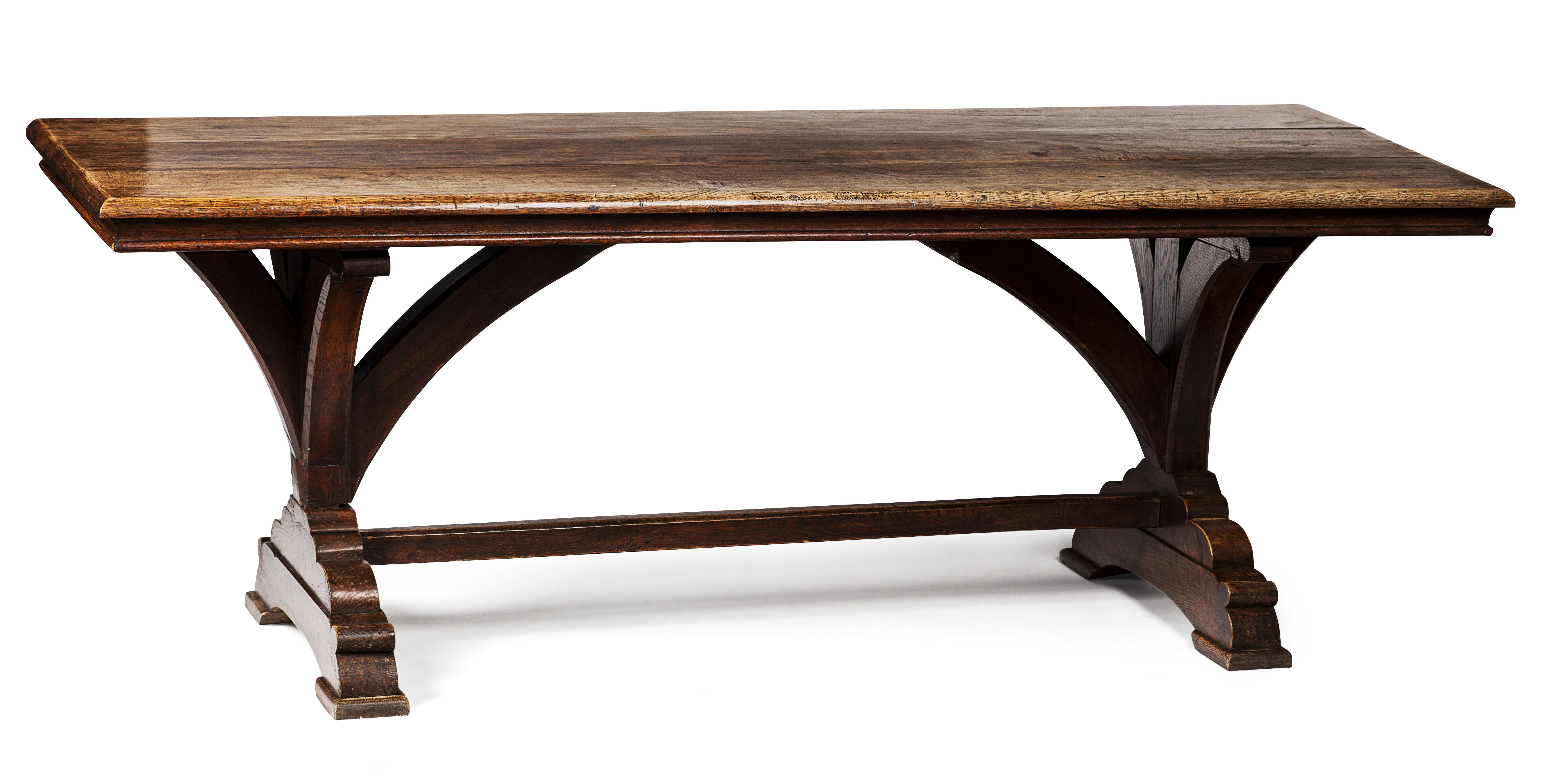 VICTORIAN OAK GOTHIC REVIVAL REFECTORY TABLE