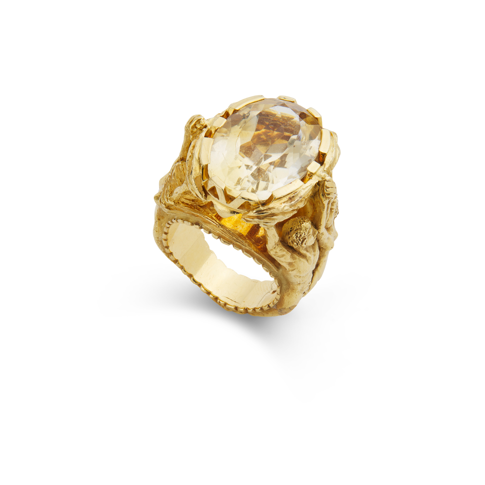 A citrine and diamond ring