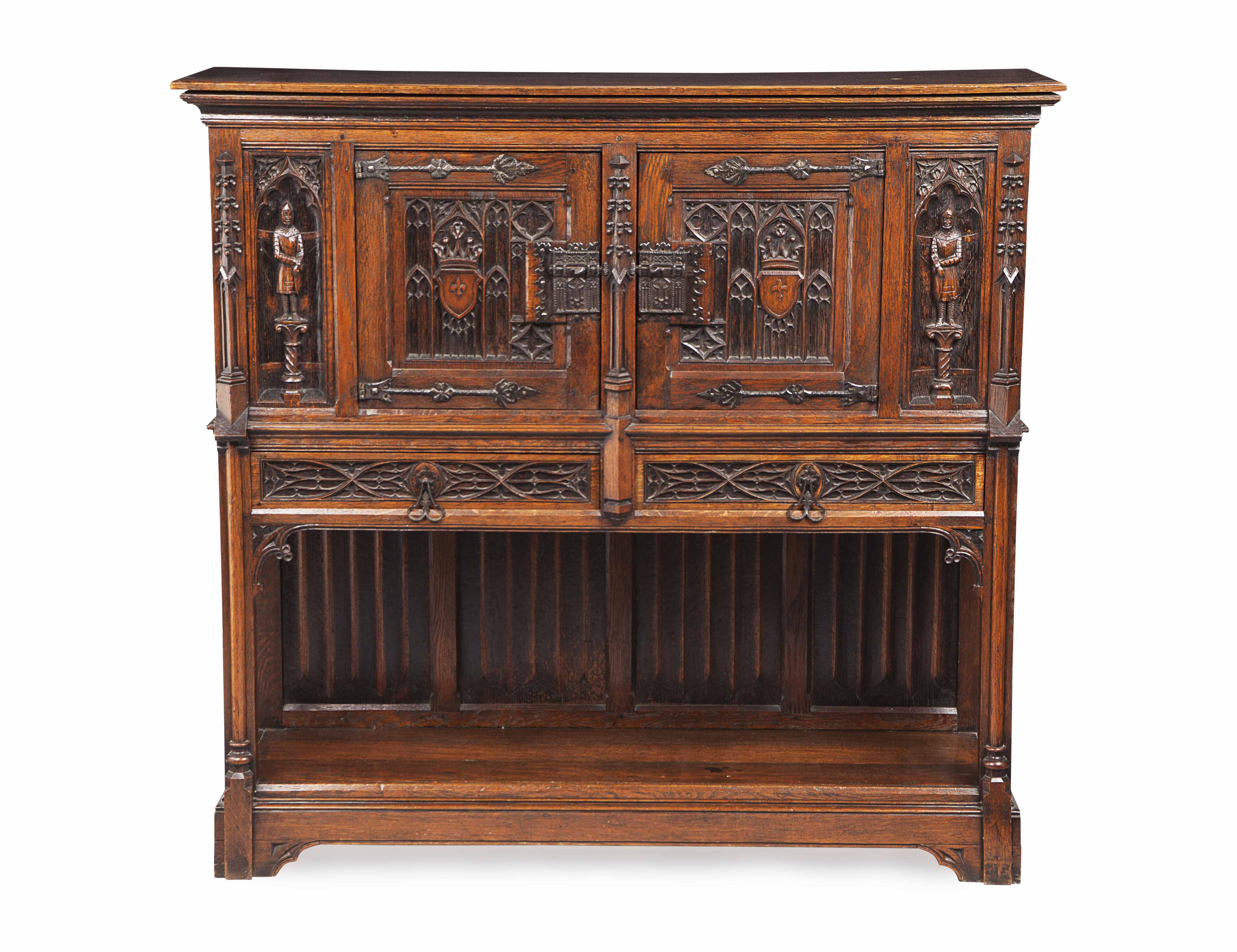 FRENCH GOTHIC STYLE OAK AUMBRY