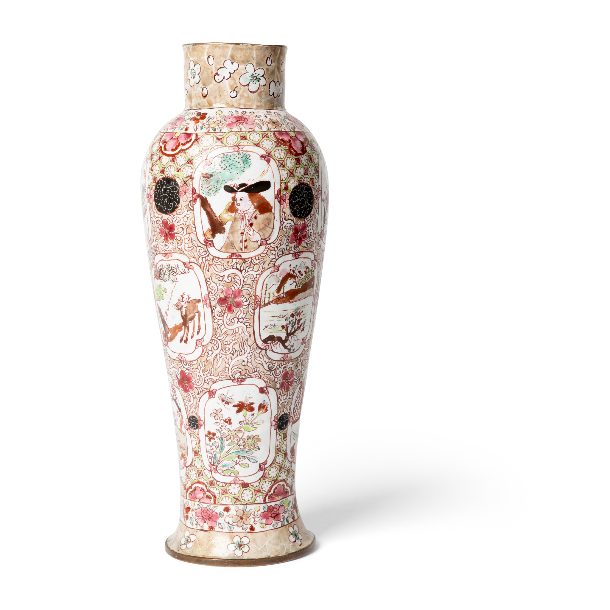 CHINESE CANTON PAINTED ENAMEL 'EUROPEAN SUBJECT' VASE