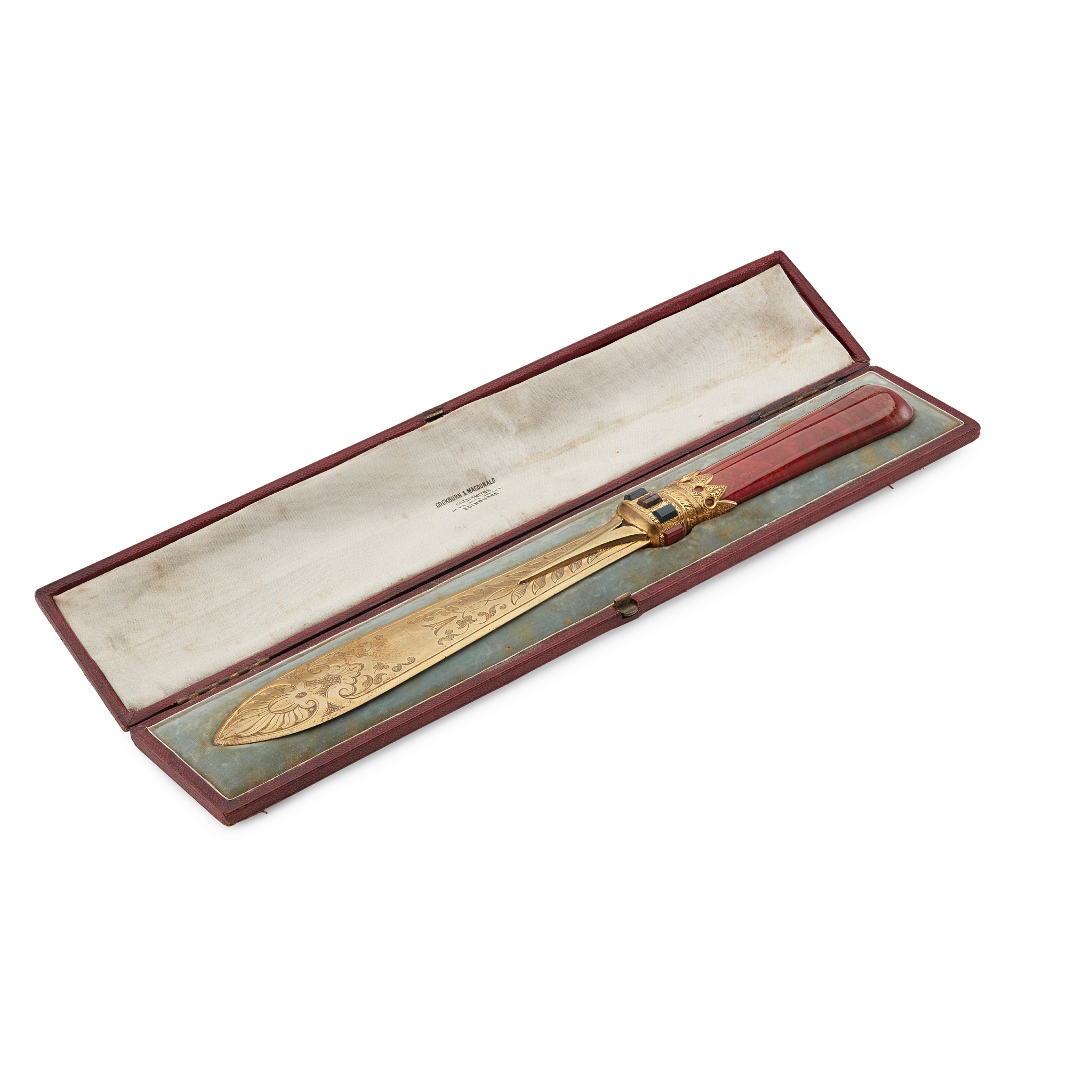 A VICTORIAN CASED GILT PAPER KNIFE