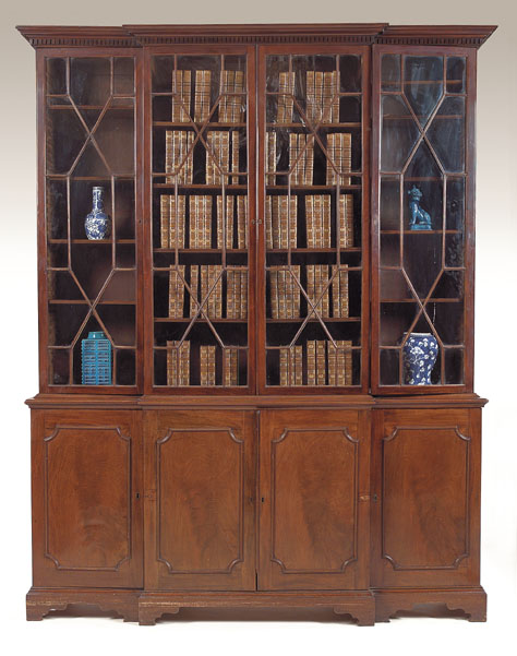 A 19th century mahogany breakfront bookcase