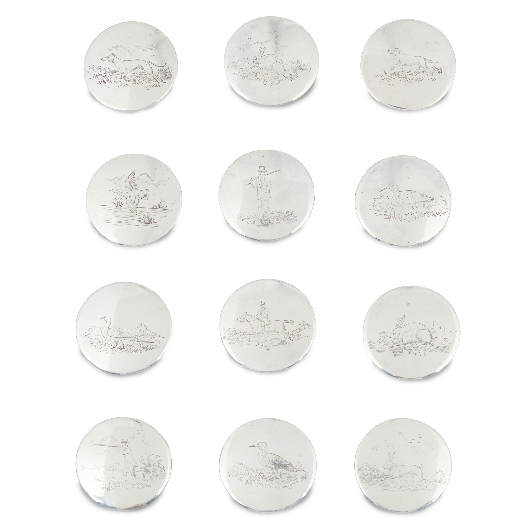 A matched set of twelve 19th-century hunting buttons