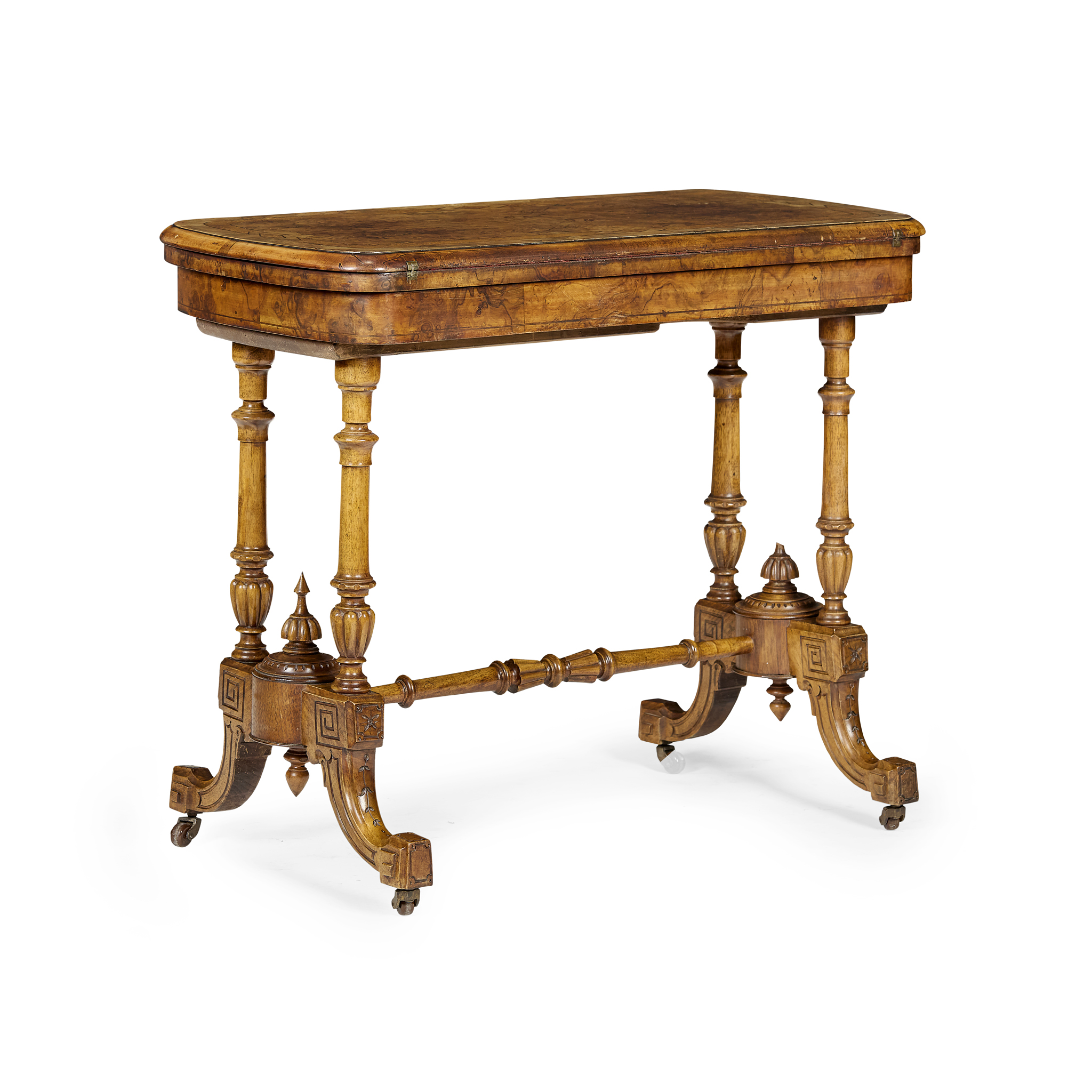 VICTORIAN WALNUT AND BURR WALNUT GAMES TABLE