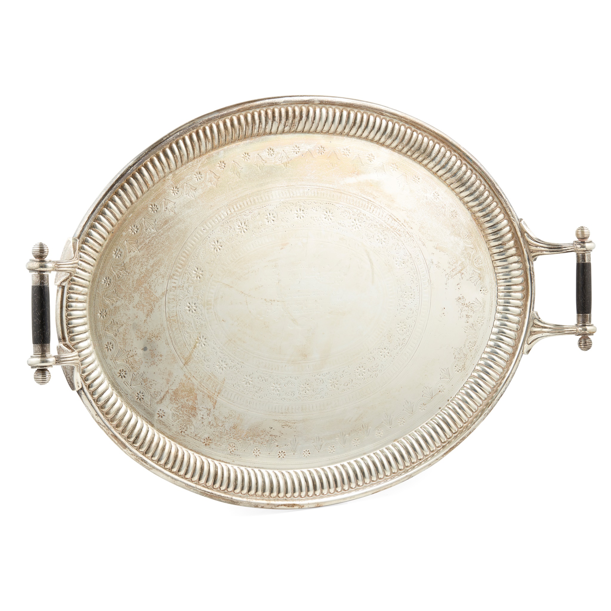 A late Victorian twin handled tray