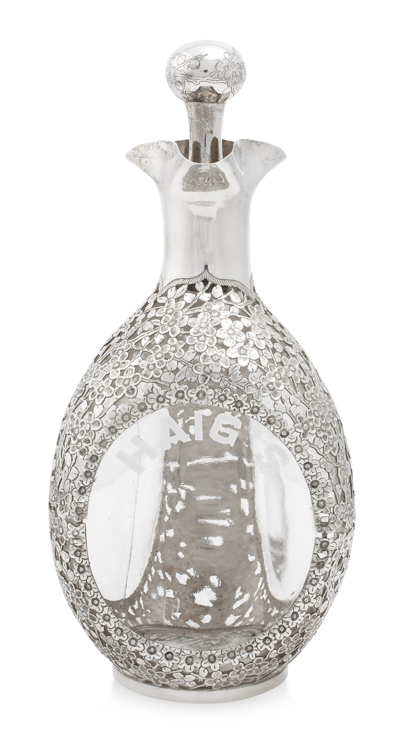 Past auction: CHINESE EXPORT SILVER DIMPLE DECANTER CIRCA