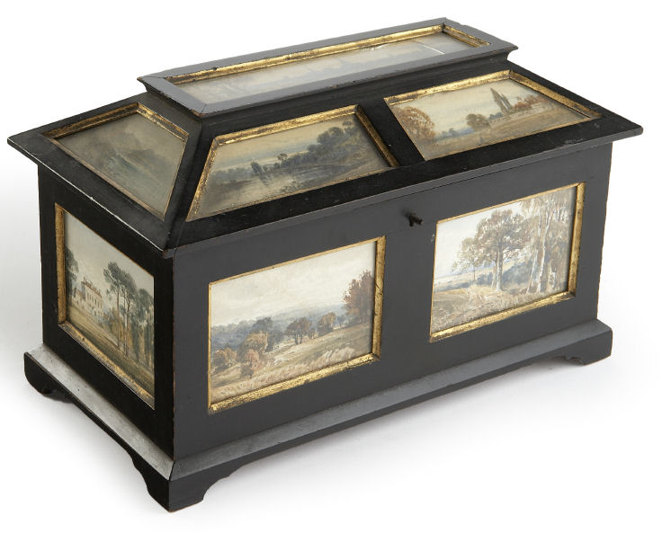 An unusual Victorian period ebonised panelled casket