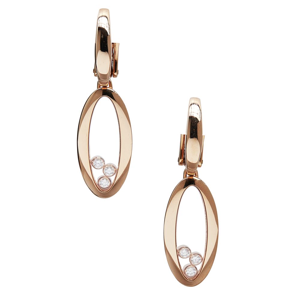 CHOPARD - A pair of 'Happy Diamond' pendant earrings