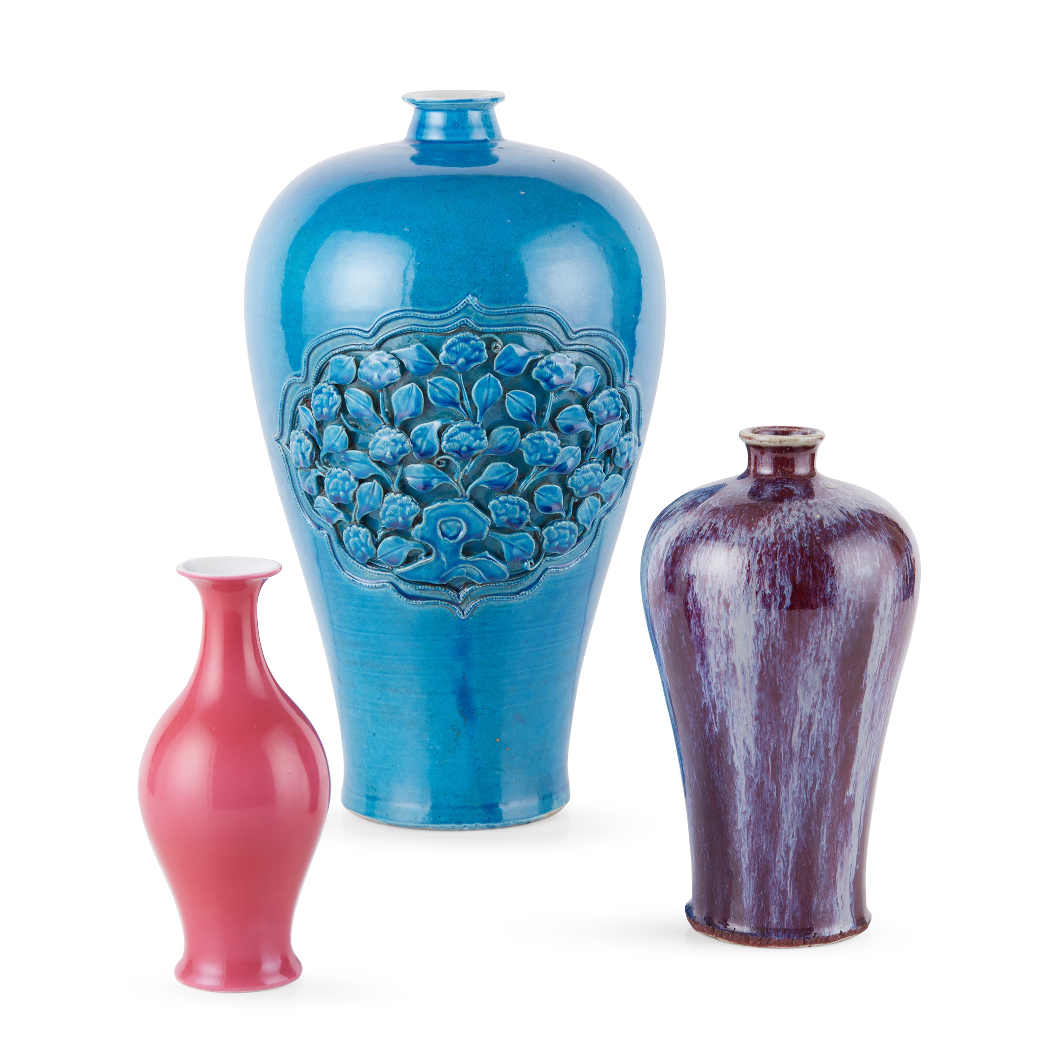 GROUP OF THREE MONOCHROME VASES