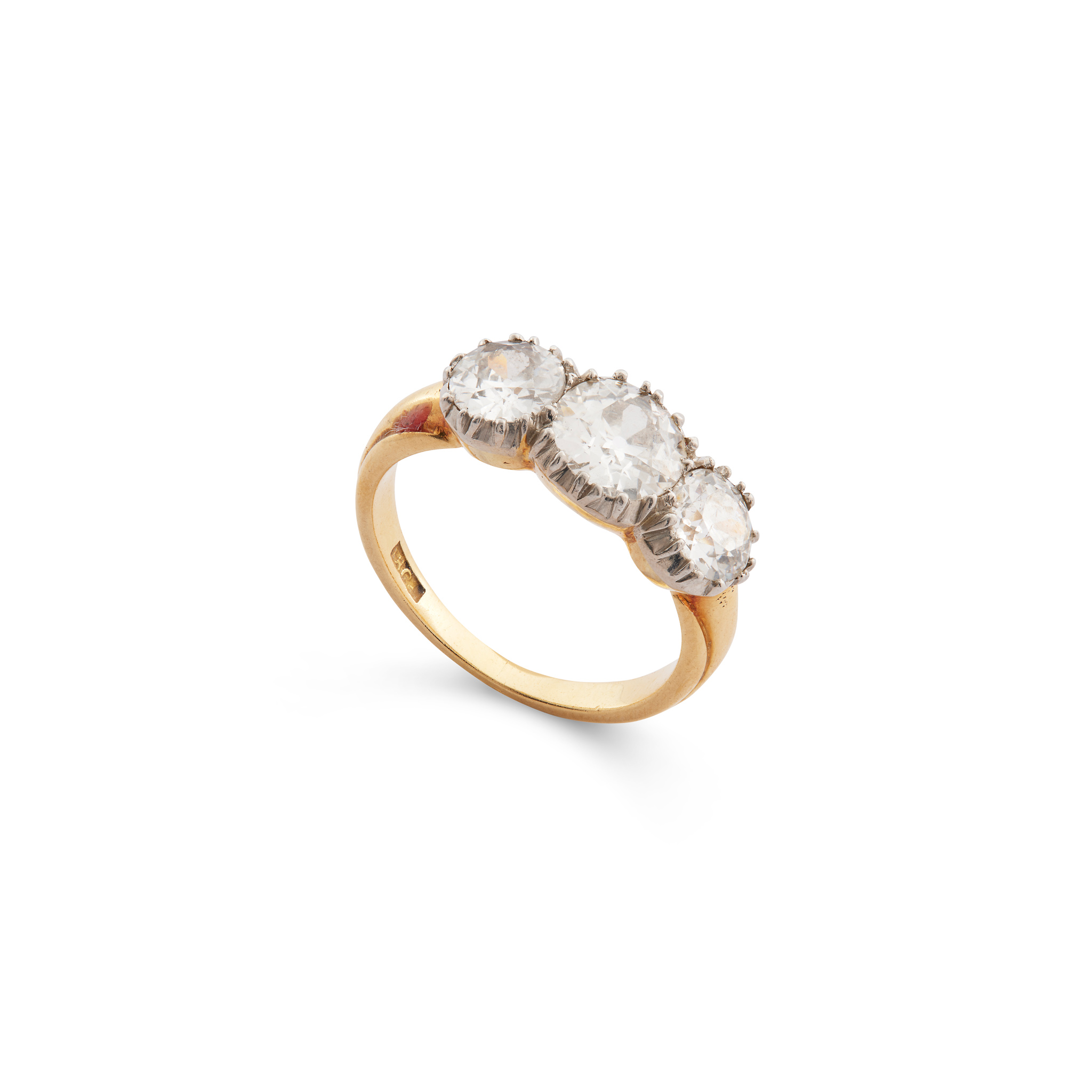 A three-stone diamond ring