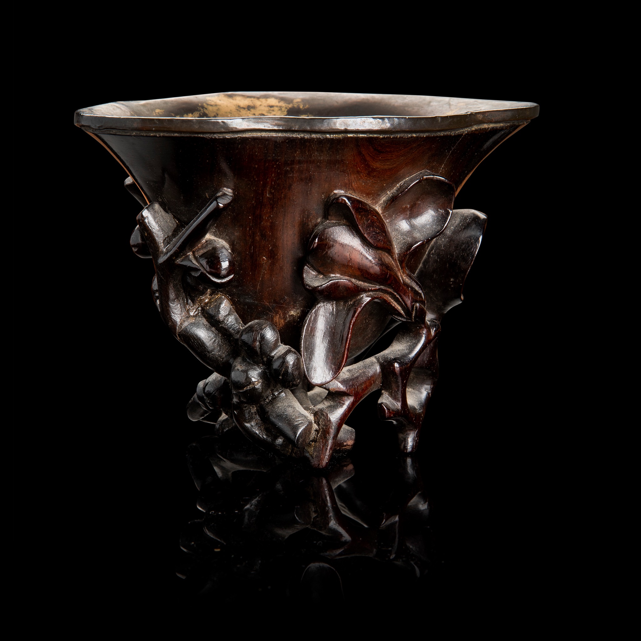 SILVER INLAID ZITAN LIBATION CUP