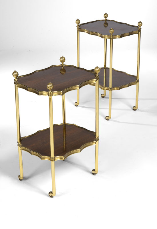 A pair of Regency style rosewood and gilt metal etageres circa1900