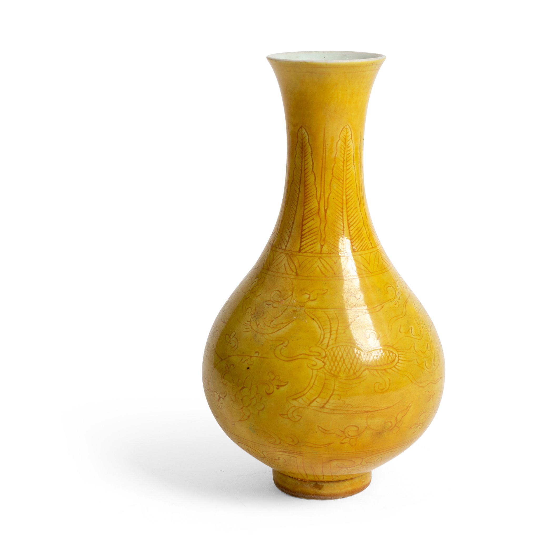 YELLOW-GLAZED PEAR-SHAPED VASE