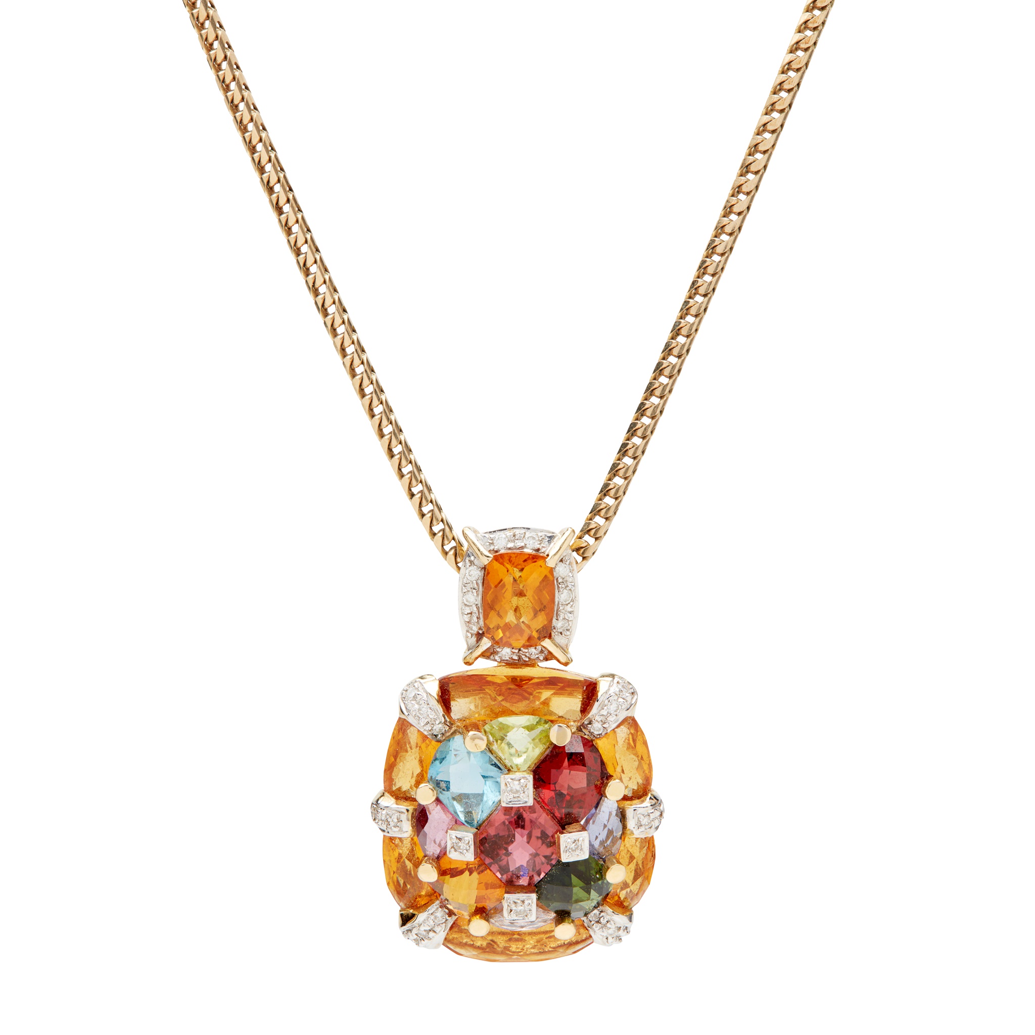 A multi-gem set pendant necklace