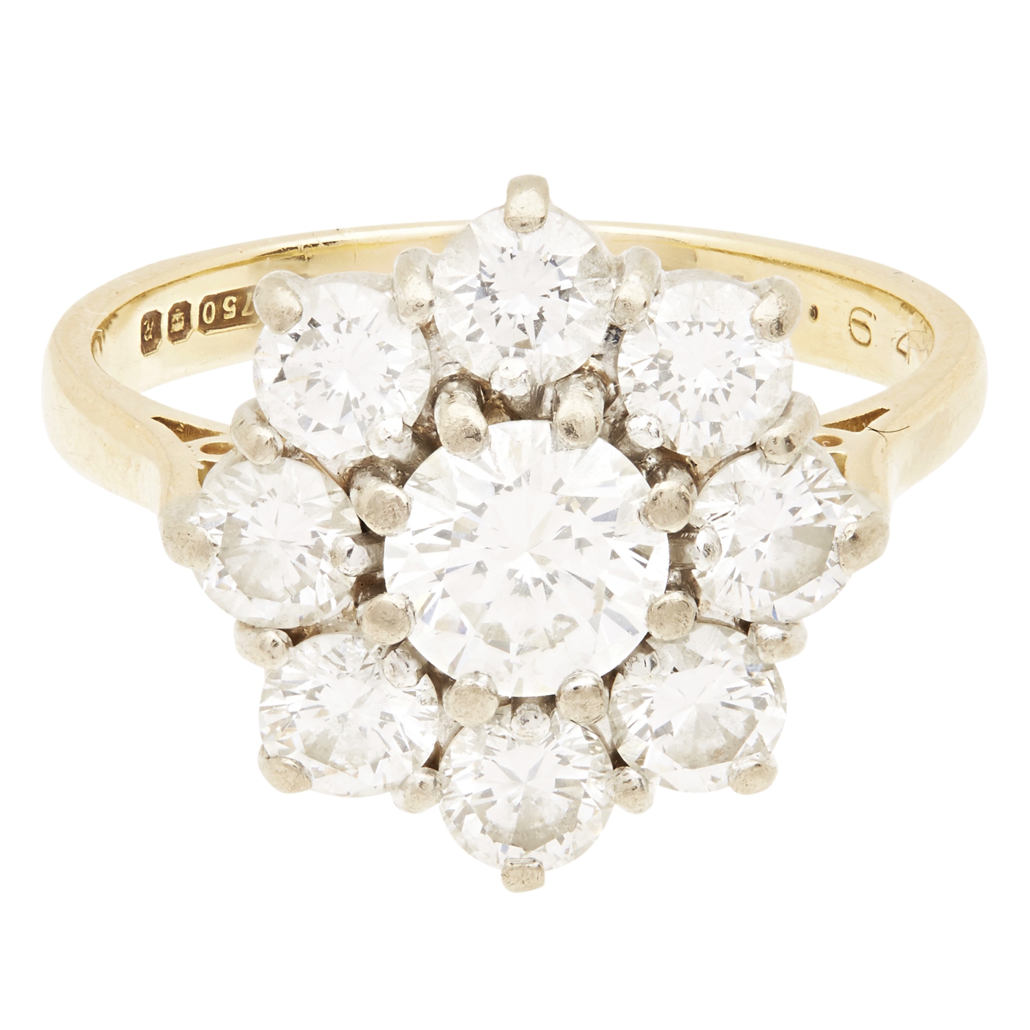 A diamond set cluster ring