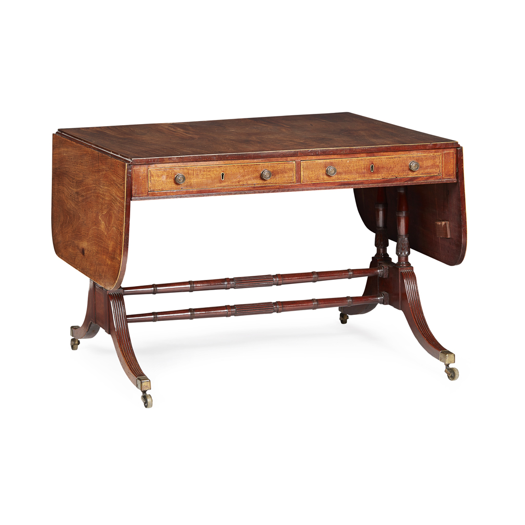 LARGE REGENCY AND ROSEWOOD MAHOGANY SOFA TABLE