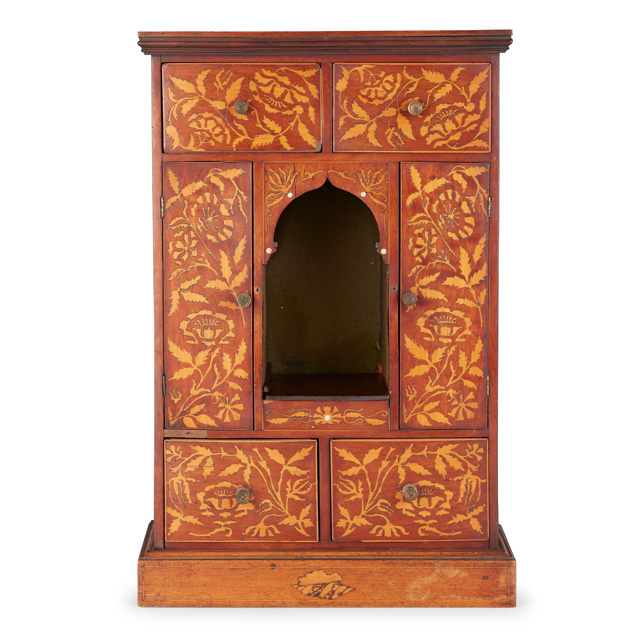 MAHOGANY AND MARQUETRY SPICE CABINET