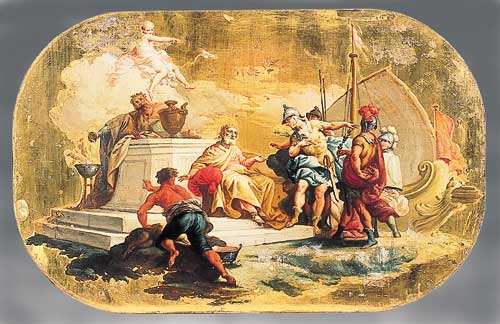 A pair of early 19th century painted panels