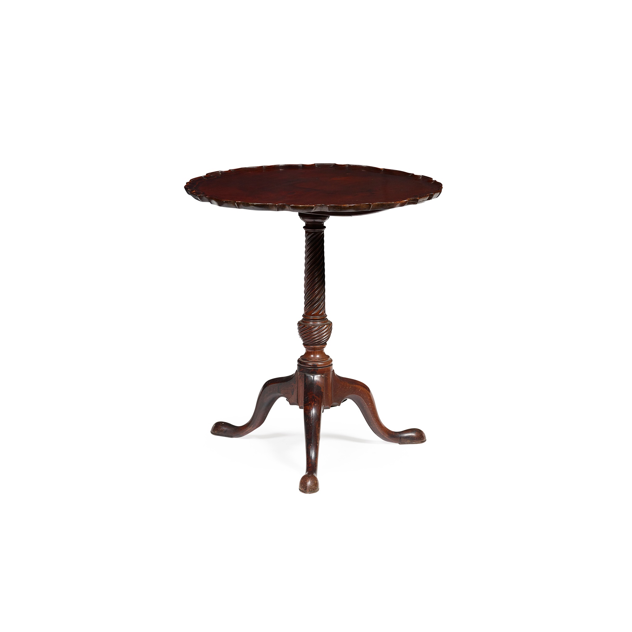 GEORGE II MAHOGANY PIECRUST TEA TABLE