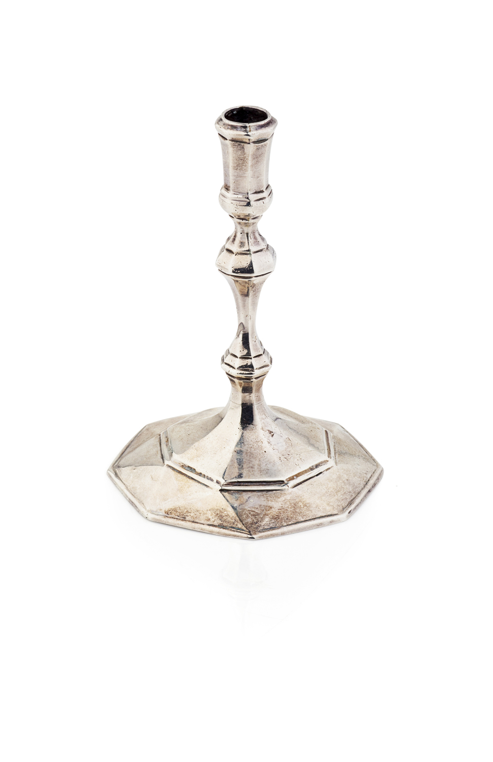 A Britannia standard Queen Anne taperstick