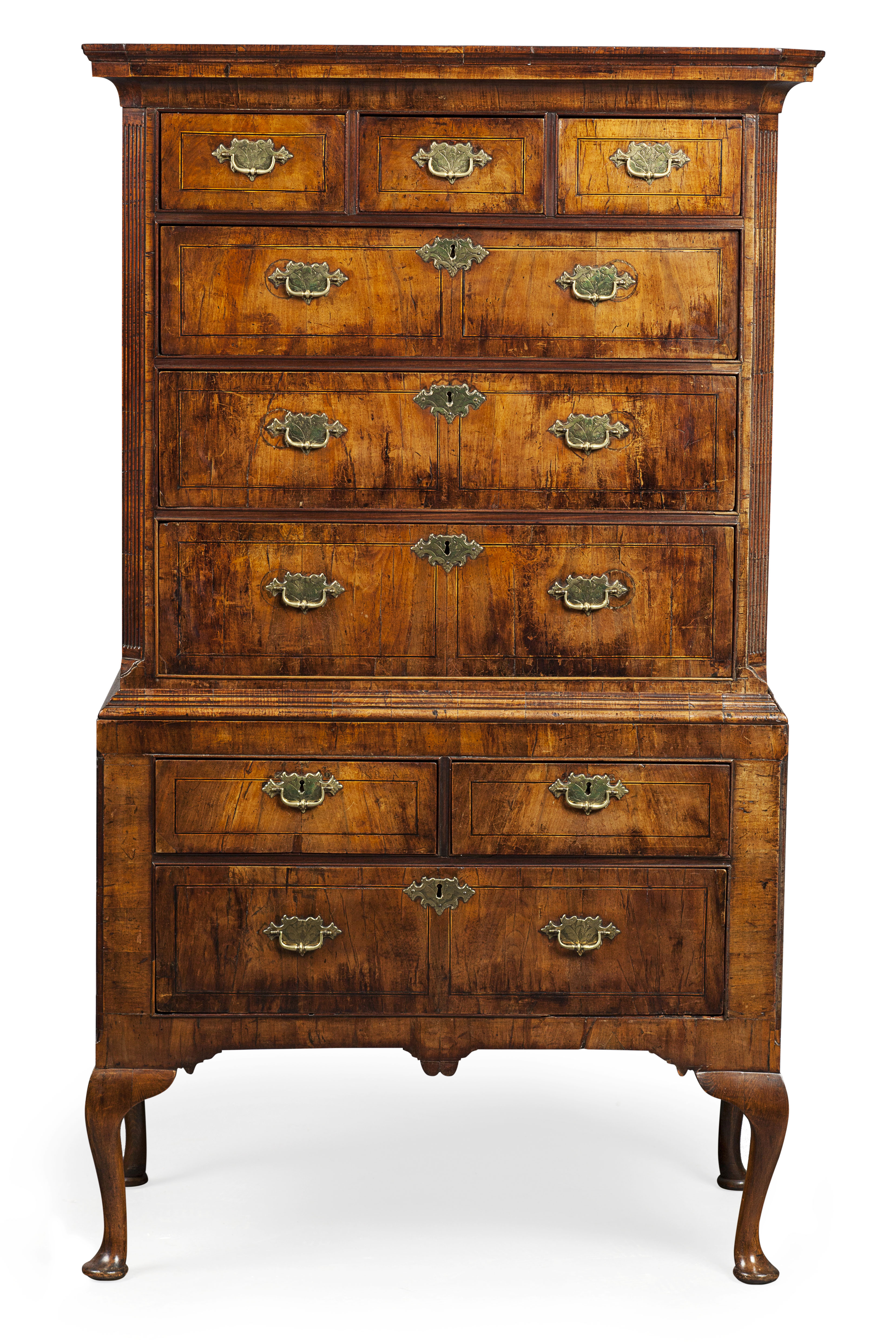 GEORGE I WALNUT CHEST ON CHEST