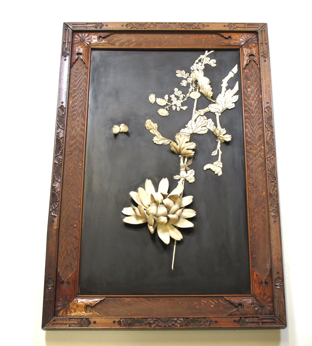 THREE JAPANESE IVORY AND LACQUER PANELS