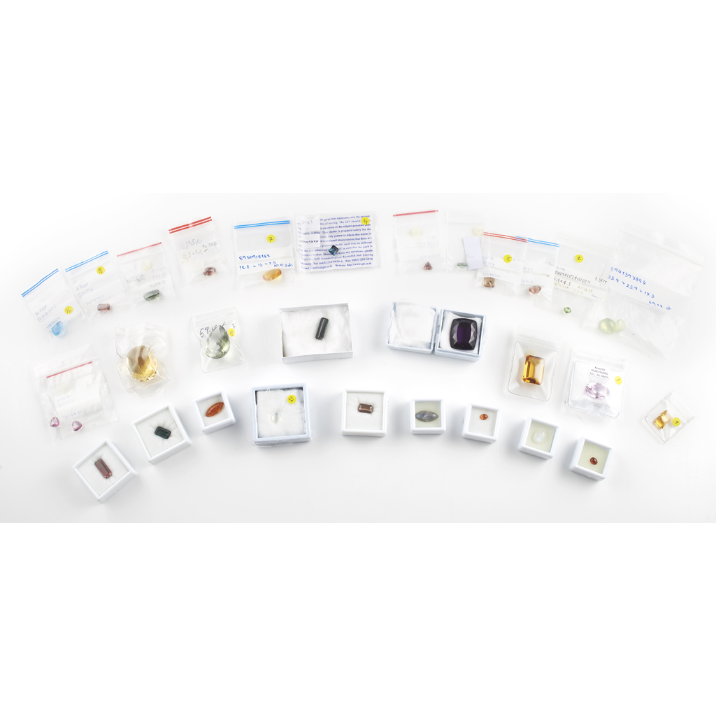 A collection of loose gemstones