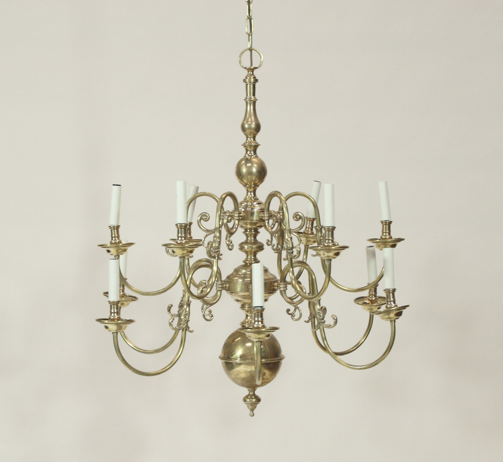 A Dutch style twelve branch chandelier