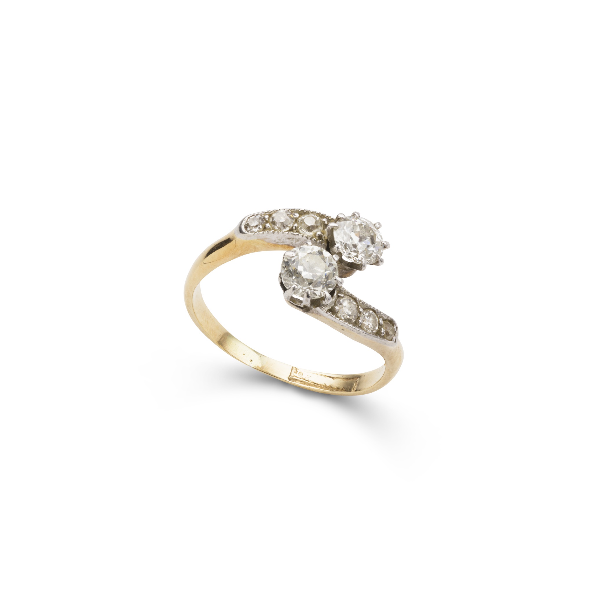 A diamond two-stone ring