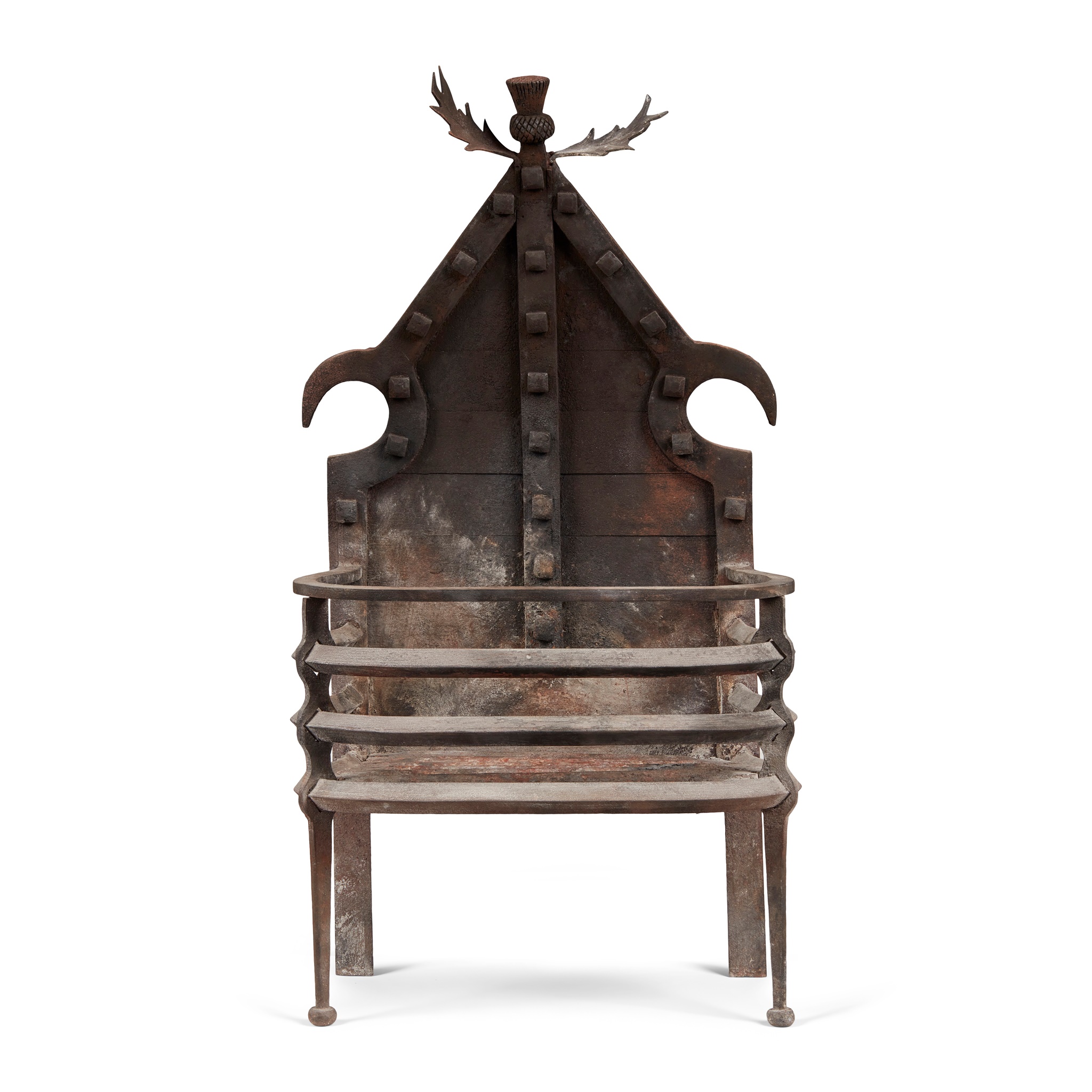 A VICTORIAN CAST IRON 'THISTLE' FIRE GRATE