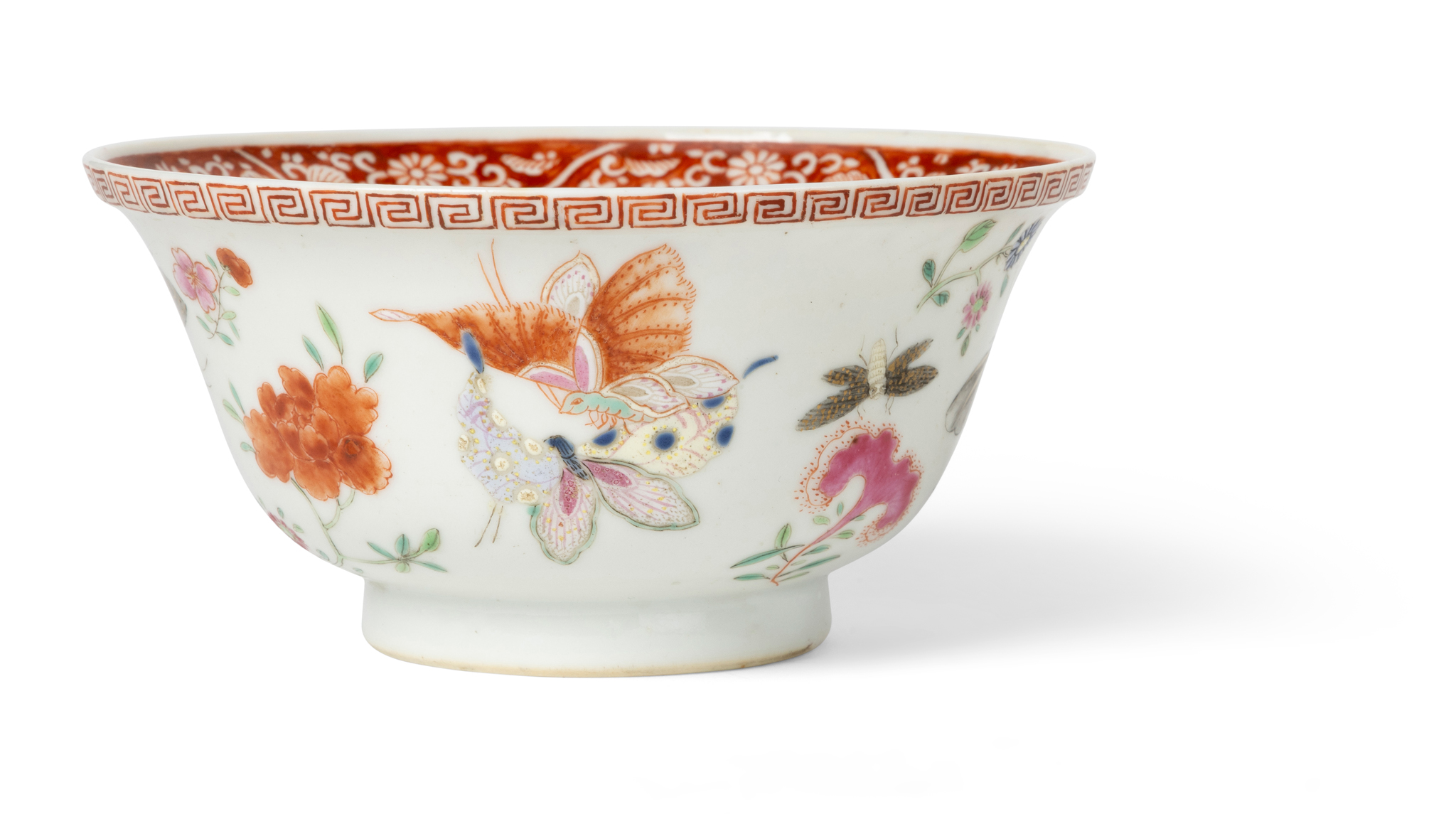 CHINESE FAMILLE ROSE 'BUTTERFLY AND FLOWER' BOWL