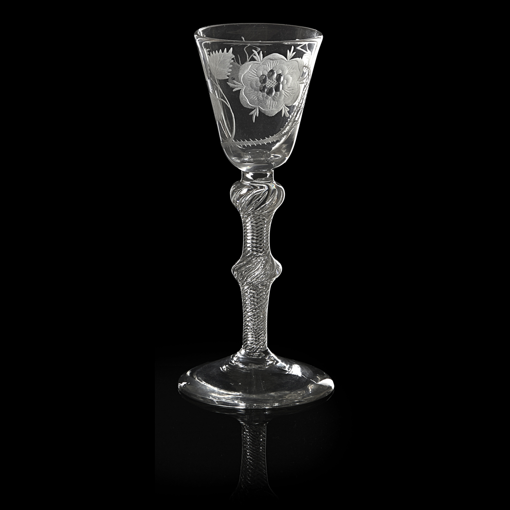 JACOBITE ENGRAVED WINE GLASS