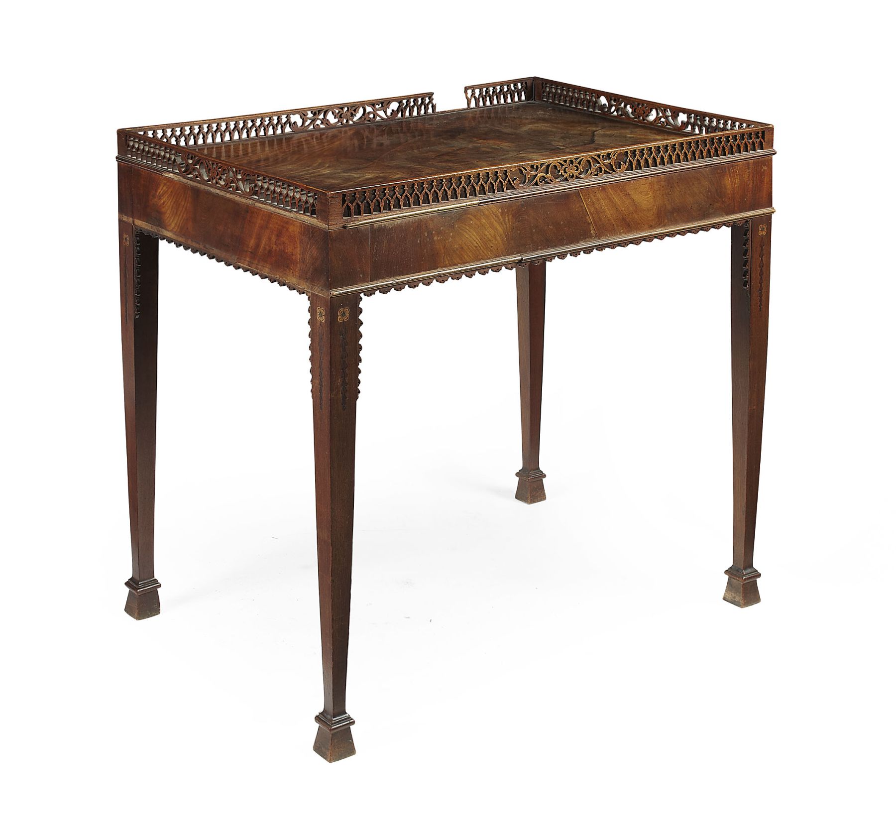 GEORGE III MAHOGANY INLAID SILVER TABLE
